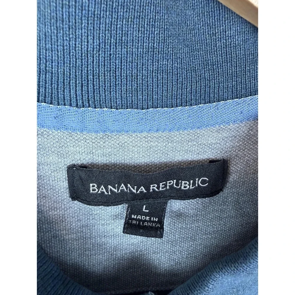 Banana Republic Polo Shirt Mens Large Blue Stretch Cotton Jersey Logo Casual Men